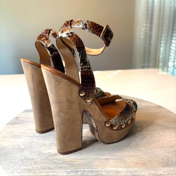 Alexandre Birman Exotic Crocodile Print Open Toe Platform Sandals US Size 9 - Picture 8 of 13